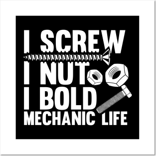 I Screw i nut i Bold Diesel Mechanic Quote  Mechanic Posters and Art